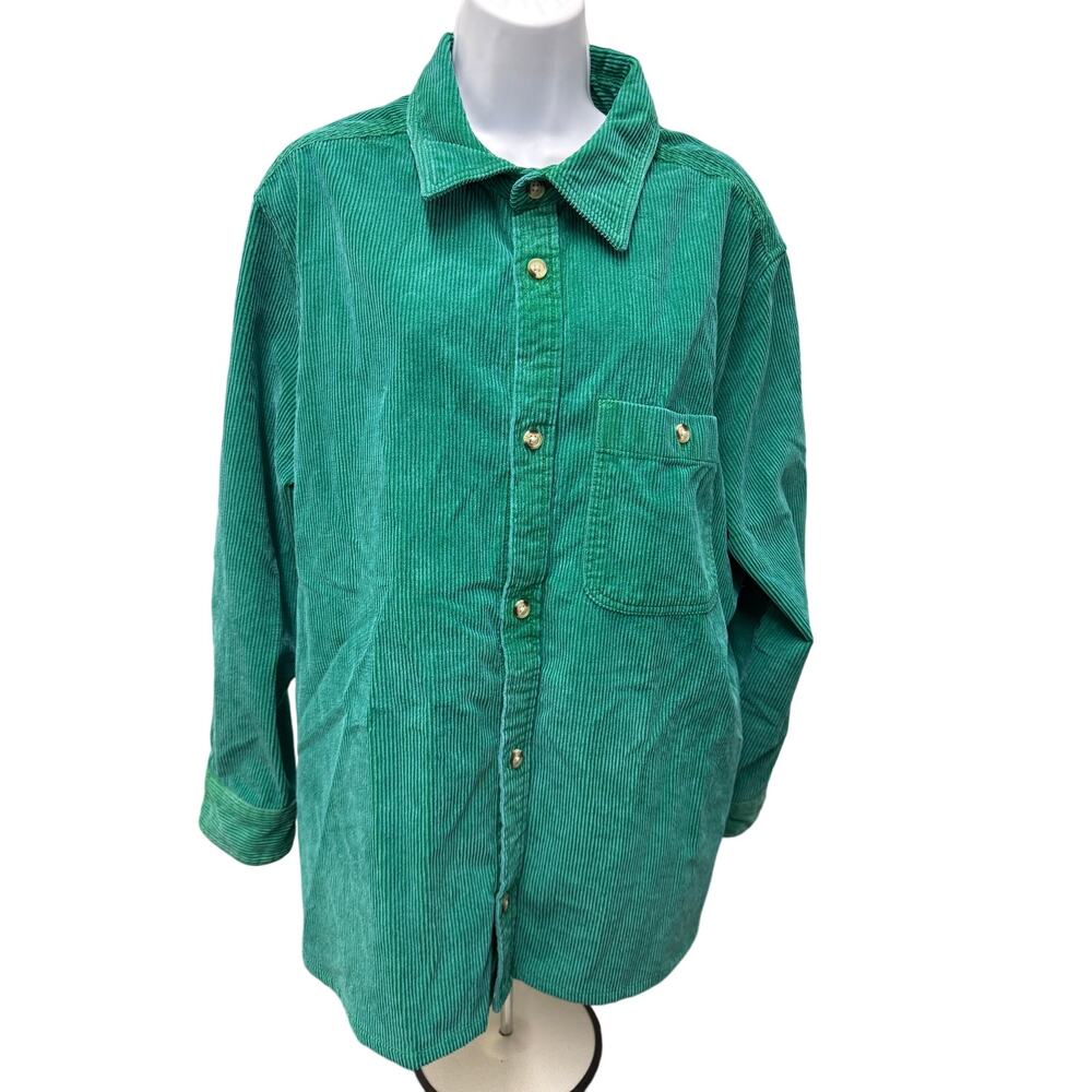 Urban Outfitters SZ Large Green Long Sleeve Corduroy Button Up Shacket Jacket - Picture 1 of 7